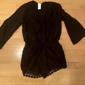 La Blanca XS black deep v romper